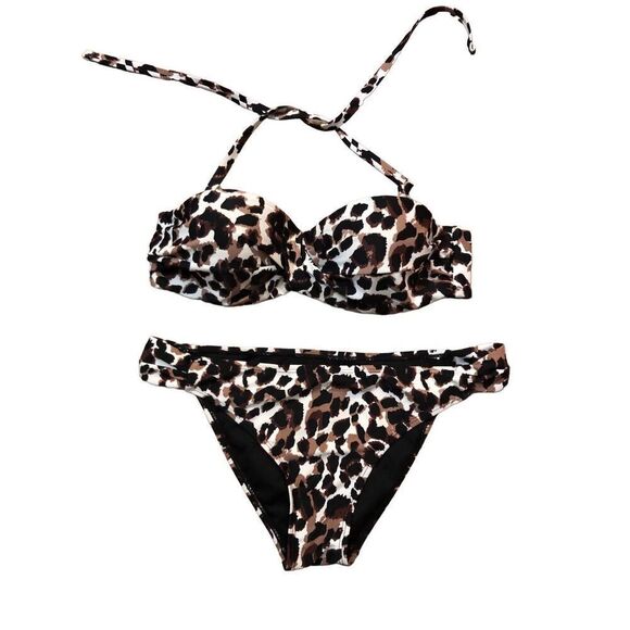 Leopard Print LASCANA Women's Leopard Print Bandeau Bikini Swimwear size M - Picture 2 of 10